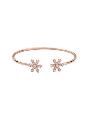 92.5 sterling silver snowflake spark open cuff bracelet for women 2