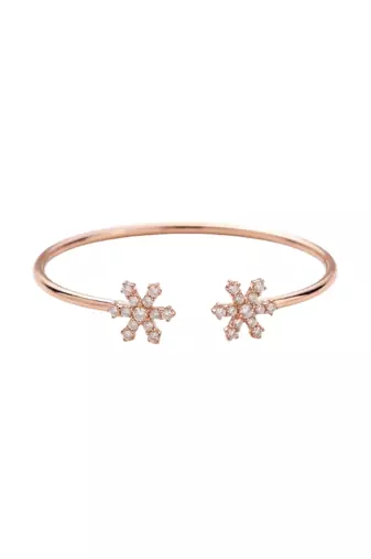 92.5 sterling silver snowflake spark open cuff bracelet for women