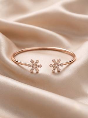 92.5 sterling silver snowflake spark open cuff bracelet for women 4