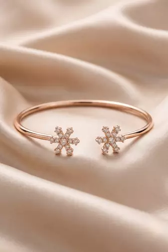 92.5 sterling silver snowflake spark open cuff bracelet for women
