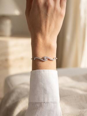 92.5 sterling silver infinity wave diamond bracelet for women 1