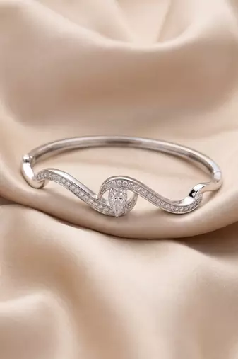 92.5 sterling silver infinity wave diamond bracelet for women