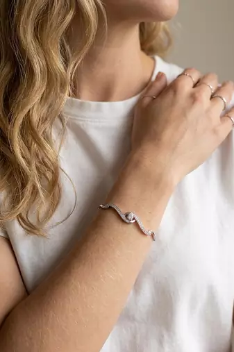 92.5 sterling silver infinity wave diamond bracelet for women