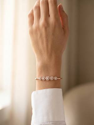 92.5 sterling silver rose gold five halo diamond bracelet for women 2