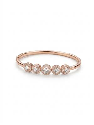 92.5 sterling silver rose gold five halo diamond bracelet for women 3