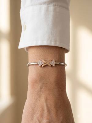 92.5 sterling silver rose gold geometric bow bracelet for women 1