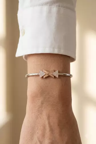 92.5 sterling silver rose gold geometric bow bracelet for women