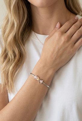 92.5 sterling silver rose gold geometric bow bracelet for women 2