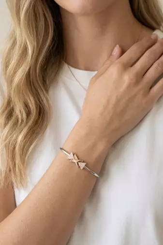 92.5 sterling silver rose gold geometric bow bracelet for women