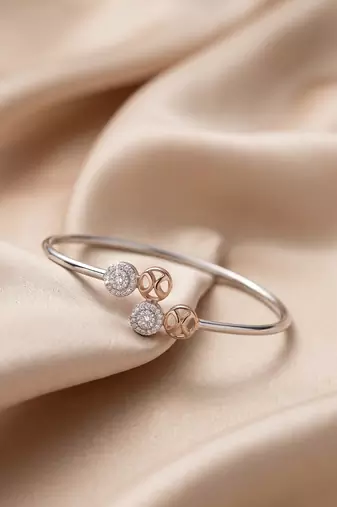 92.5 sterling silver dual halo charm open bracelet for women