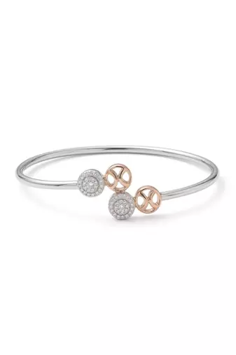 92.5 sterling silver dual halo charm open bracelet for women