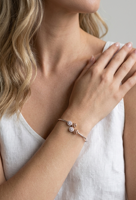 92.5 sterling silver dual halo charm open bracelet for women 4