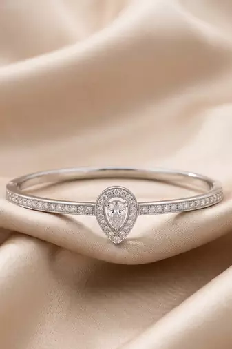 92.5 sterling silver pear halo diamond bracelet for women