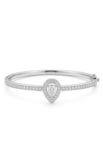 92.5 sterling silver pear halo diamond bracelet for women