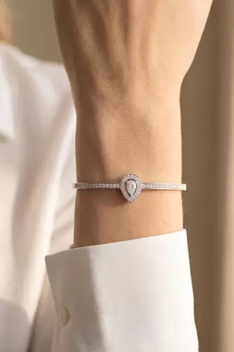 92.5 sterling silver pear halo diamond bracelet for women