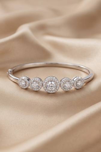 92.5 sterling silver five stone halo diamond bracelet for women