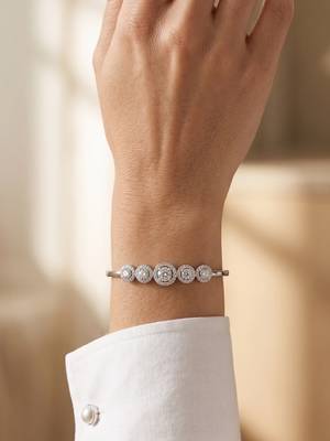 92.5 sterling silver five stone halo diamond bracelet for women 2