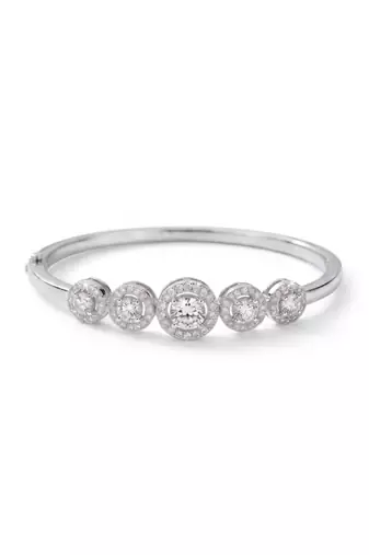 92.5 sterling silver five stone halo diamond bracelet for women