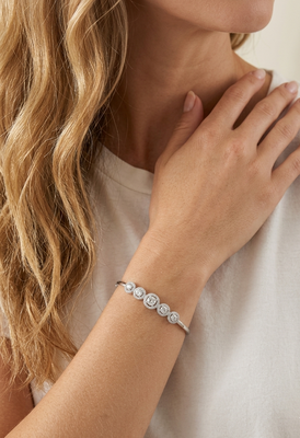 92.5 sterling silver five stone halo diamond bracelet for women 4