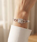 925 silver radiant square halo bracelet for women