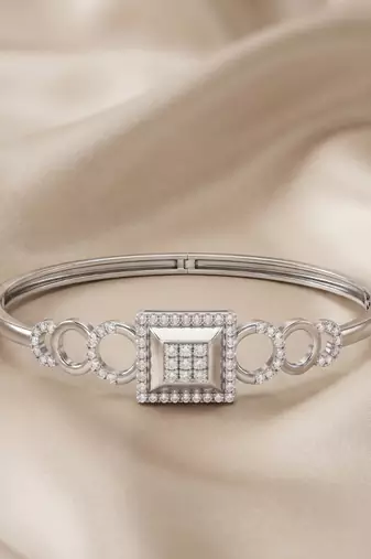 925 silver radiant square halo bracelet for women