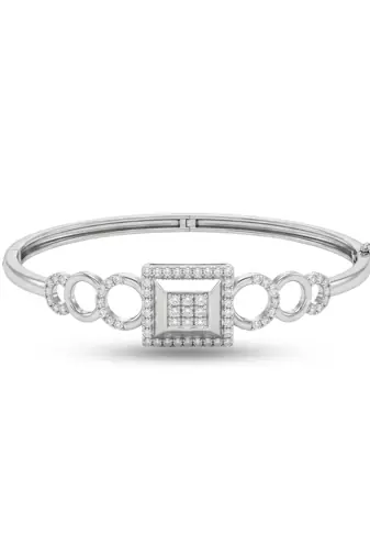 925 silver radiant square halo bracelet for women