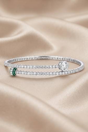 925 silver emerald charm wrap bracelet for women