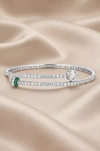 925 silver emerald charm wrap bracelet for women