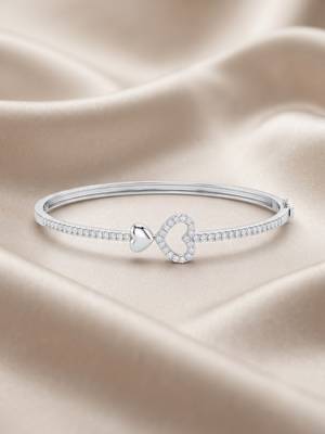 925 silver twin love heart sparkle bracelet for women 1
