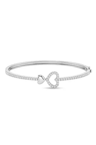 925 silver twin love heart sparkle bracelet for women