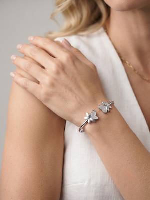 925 silver butterfly love cuff bracelet for women 1