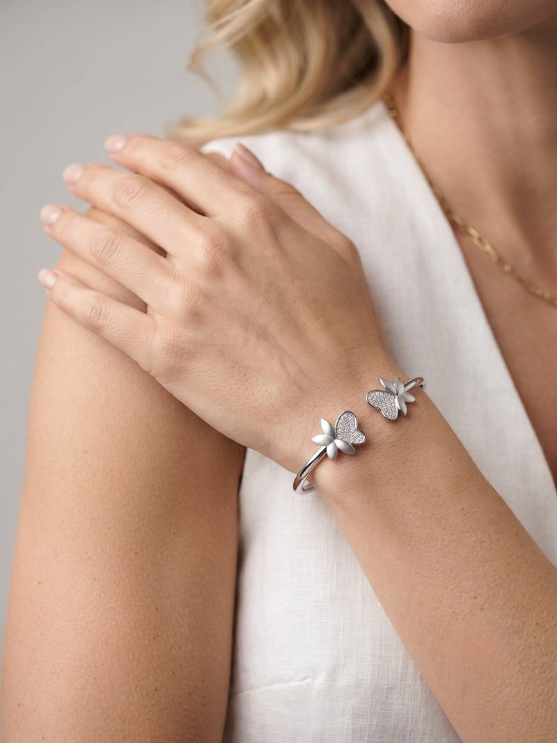 925 silver butterfly love cuff bracelet for women