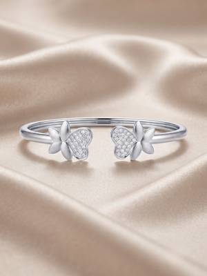 925 silver butterfly love cuff bracelet for women 2