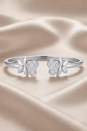 925 silver butterfly love cuff bracelet for women