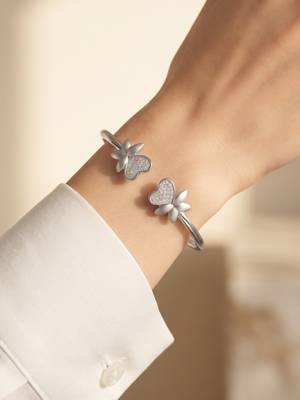 925 silver butterfly love cuff bracelet for women 3