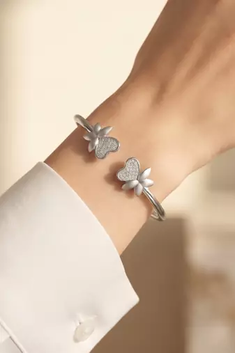 925 silver butterfly love cuff bracelet for women
