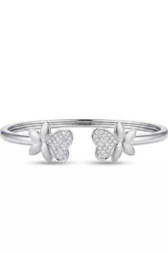 925 silver butterfly love cuff bracelet for women
