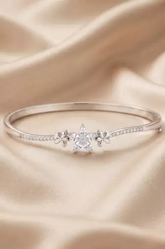 925 silver floral bloom bracelet for women