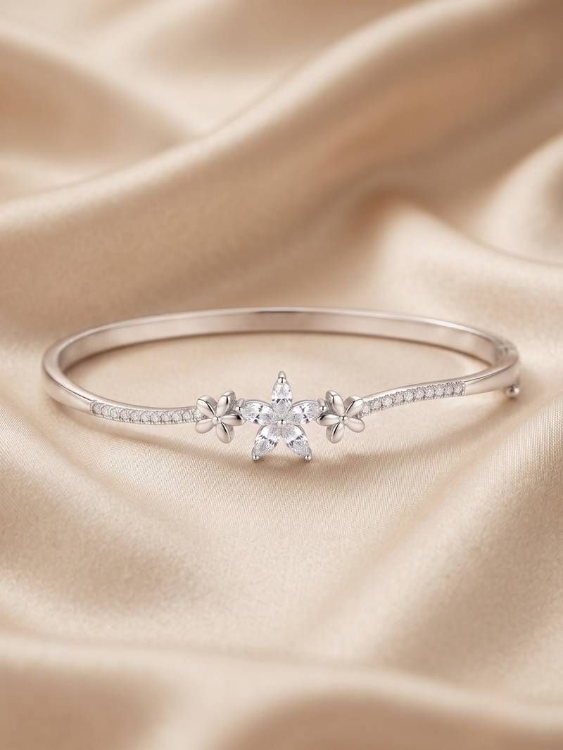 925 silver floral bloom bracelet for women