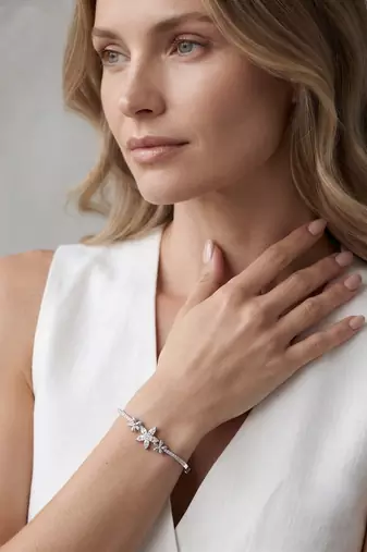 925 silver floral bloom bracelet for women
