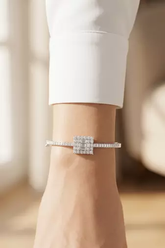 925 silver aurora emerald halo bracelet for women