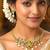 South Indian Temple Necklace Set, Gold Tone CZ Lakshmi Bridal Jewelry