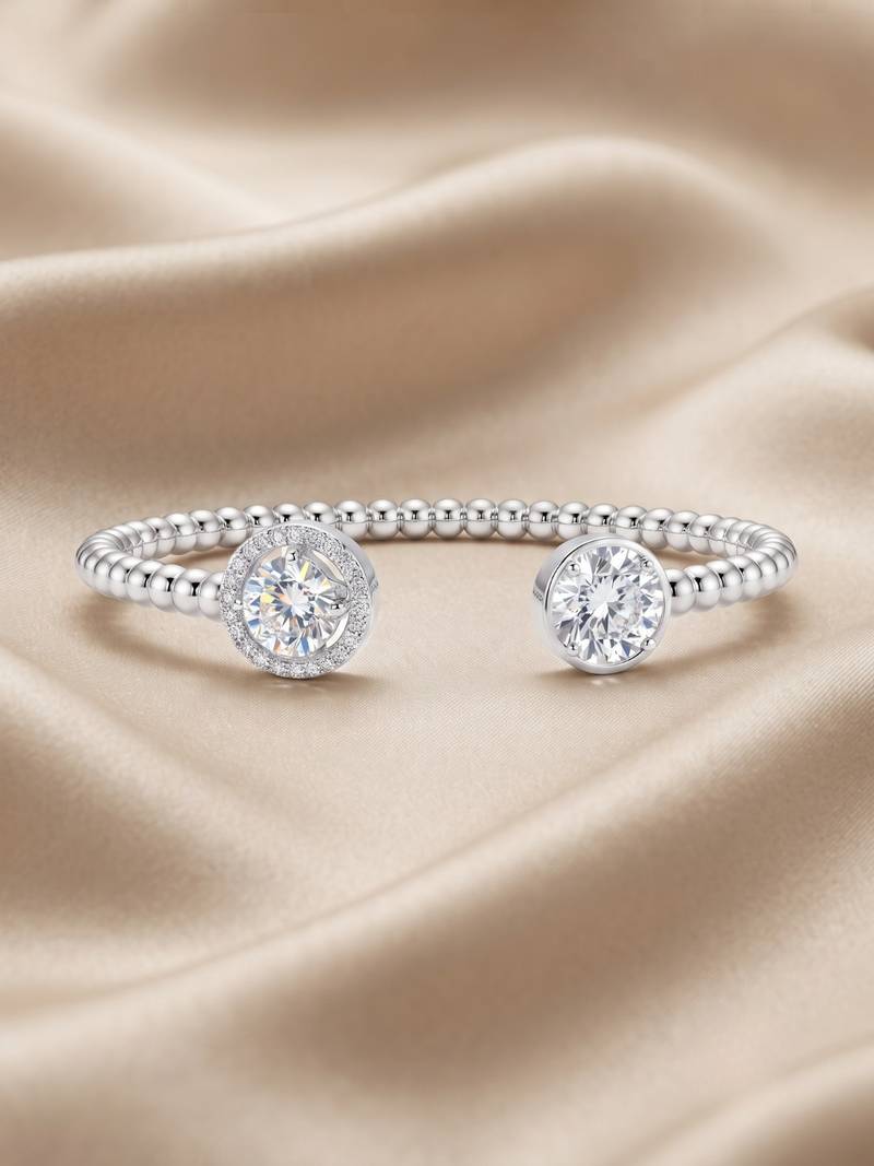 925 silver celeste twin spark open bracelet for women