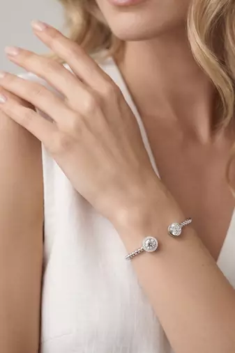 925 silver celeste twin spark open bracelet for women