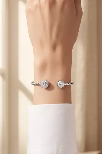 925 silver celeste twin spark open bracelet for women