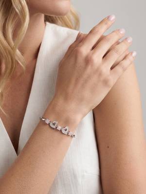 925 silver pink crystal double heart bracelet for women 2