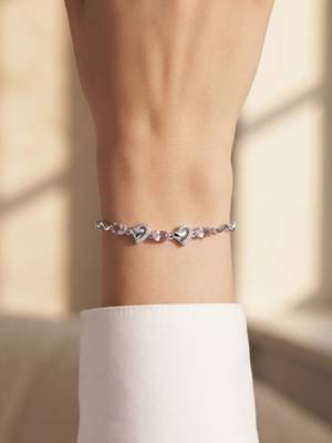 925 silver pink gemstone open heart bracelet for women 2