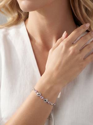 925 silver pink gemstone open heart bracelet for women 3