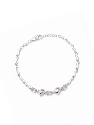 925 silver pink gemstone open heart bracelet for women 4