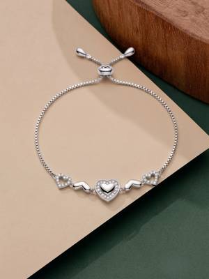 925 silver triple heart adjustable bracelet for women 1
